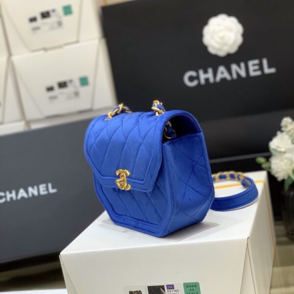 CHANEL MINI VELVET BAGS BLUE 20CM - Image 4