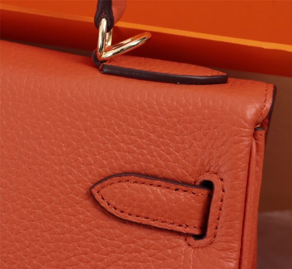 HERMES KELLY ORANGE SELLIER ROUGE EPSOM GOLD HARDWARE 25CM - Image 5