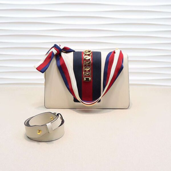 GUCCI SYLVIE LEATHER MINI CHAIN BAG WHITE 25.5CM - Image 2