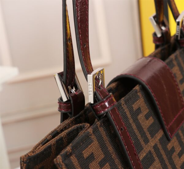FENDI 1990S ZUCCA BORSA FF BROWN TOTE MARRONE 30CM - Image 4