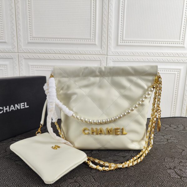 CHANEL 22 LARGE HANDBAG WHITE 28CM AS3260 B08872 10601 - Image 2