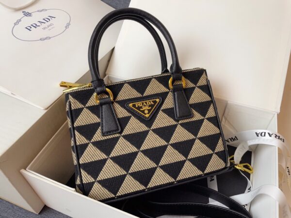 PRADA GALLERIA MINI BAG IN EMBROIDERED JACQUARD BEIGE 1BA9062FKLF0Y30VXOM - Image 7