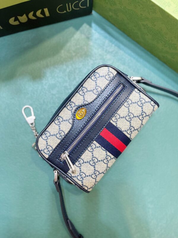 GUCCI OPHIDIA GG MINI BAG BEIGE AND BLUE 17.5CM 517350 96IWN 4076 - Image 4