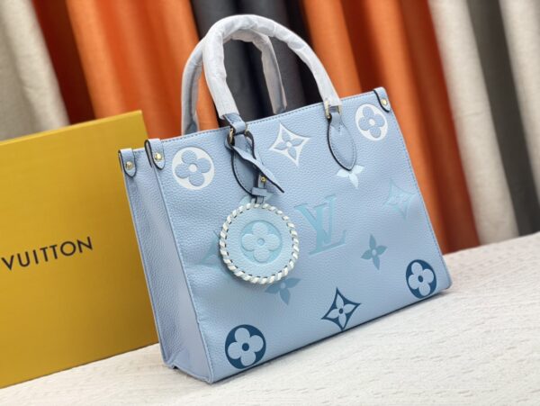 LOUIS VUITTON ON THE GO MM MONOGRAM EMPREINTE LEATHER LIGHT BLUE M45718 - Image 8