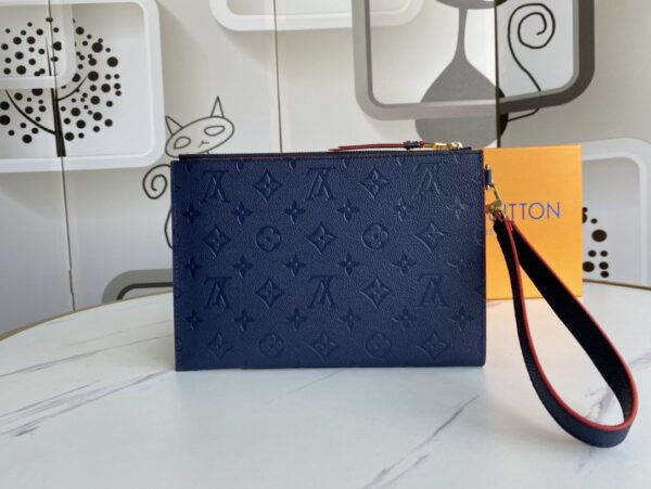 LOUIS VUITTON MONOGRAM MINI CLUTCH 23CM NAVY BLUE WALLET - Image 2