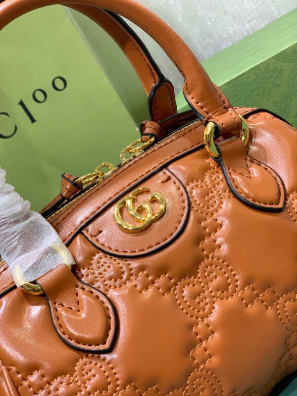 GUCCI GG MATELASSÉ LEATHER MINI BAG LIGHT BROWN 19CM 702251 UM8HG 2595 - Image 6