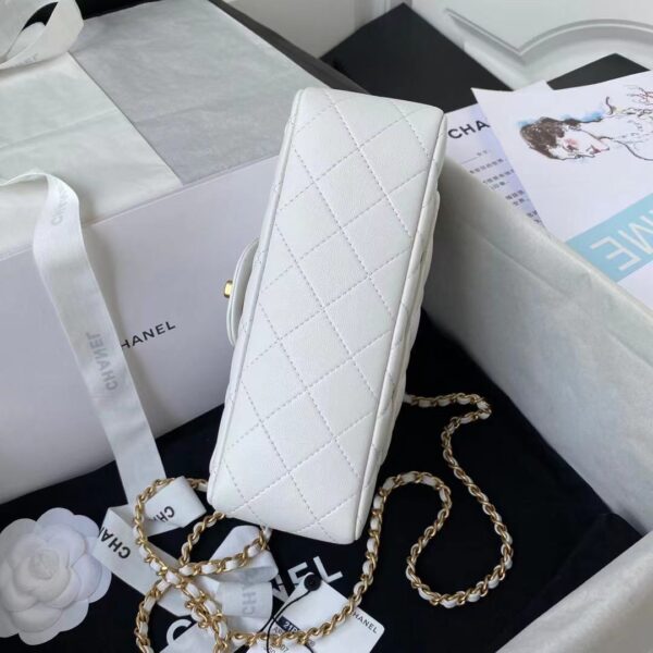 CHANEL MINI FLAP BAG WITH TOP HANDLE WHITE AS2431 - Image 9