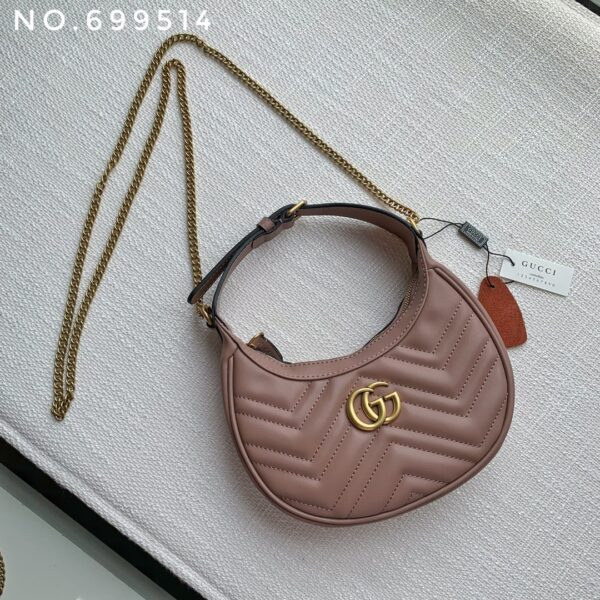GUCCI MARMONT HALF MOON SHAPED MINI BAG ROSE 21CM - Image 8
