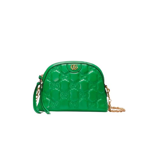 GUCCI GG MATELASSÉ LEATHER SMALL BAG GREEN 23CM ?702229 UM8HG 3389