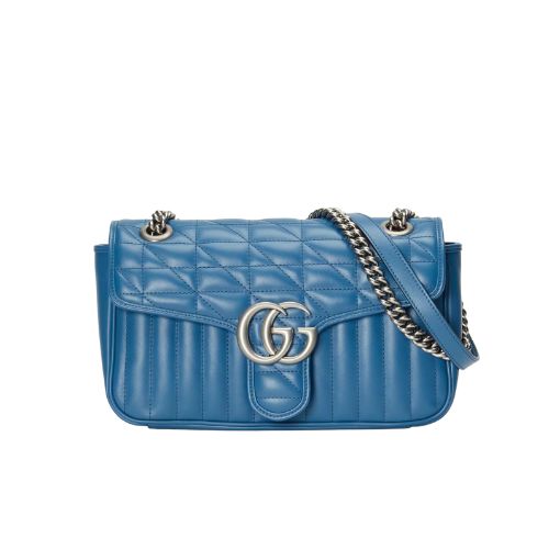 GUCCI GG MARMONT MINI SHOULDER BAG BLUE 23CM  ?443497 UM8AF 4340