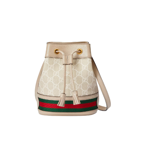 GUCCI OPHIDIA GG MINI BUCKET BAG WHITE 18CM 550620 UULEG 9682