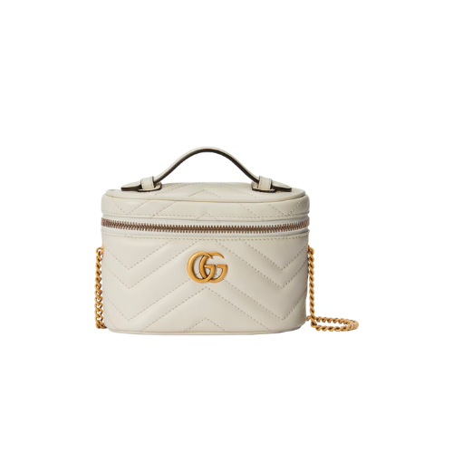 GUCCI GG MARMONT MINI TOP HANDLE BAG WHITE 19CM 699515 DTDHT 9022