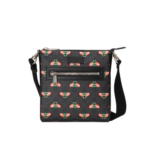 GUCCI BESTIARY MESSENGER BAG WITH BEES BLACK 21CM 681021 UIEBN 1058