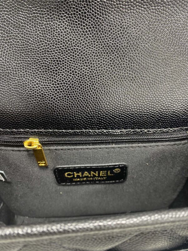 CHANEL SMALL TOP HANDLE FLAP BAG BLACK AS3652 B09173 94305 - Image 8