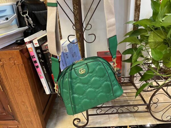 GUCCI GG MATELASSÉ LEATHER SMALL BAG GREEN 23CM ?702229 UM8HG 3389 - Image 7