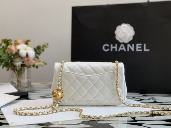 CHANEL QUILTED MINI CC RECTANGULAR FLAP BAG 20CM WHITE - Image 7