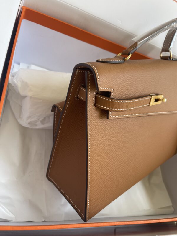 HERMES KELLY SELLIER EN DESORDRE EPSOM GOLD-TONED HARDWARE BROWN 25CM - Image 5