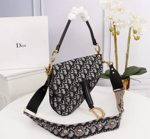 DIOR SADDLE BAGGRAY OBLIQUE EMBROIDERY BLACK - Image 9