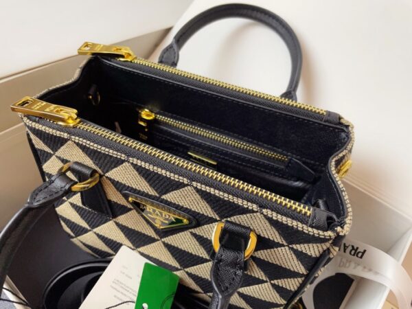 PRADA GALLERIA MINI BAG IN EMBROIDERED JACQUARD BEIGE 1BA9062FKLF0Y30VXOM - Image 8