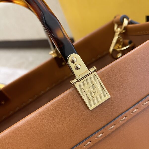 FENDI SUNSHINE MEDIUM BROWN LEATHER SHOPPER 35CM 8BH386ABVLF0PWZ - Image 4