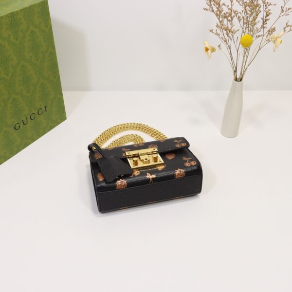 GUCCI PADLOCK SMALL BERRY SHOULDER BLACK LEATHER 20CM 409487 1T5ZG 1170 - Image 3