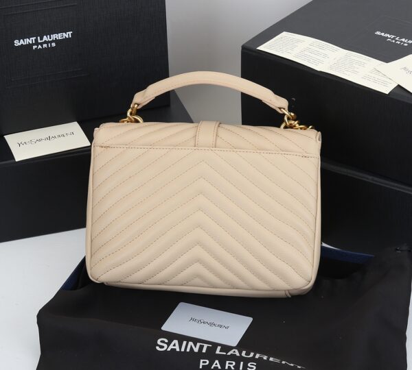 SAINT LAURENT COLLÈGE MEDIUM CHAIN BAG IN QUILTED LEATHER BEIGE 24CM 600279BRM072721 - Image 10