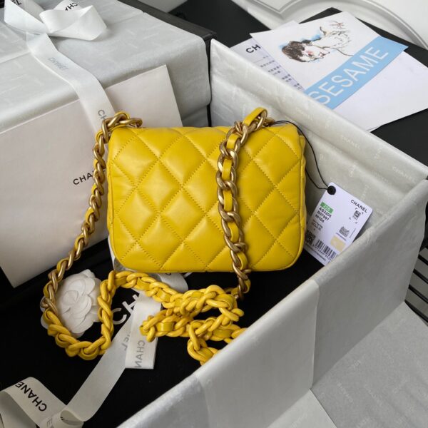 CHANEL MINI FLAP BAG YELLOW AS3205 - Image 10