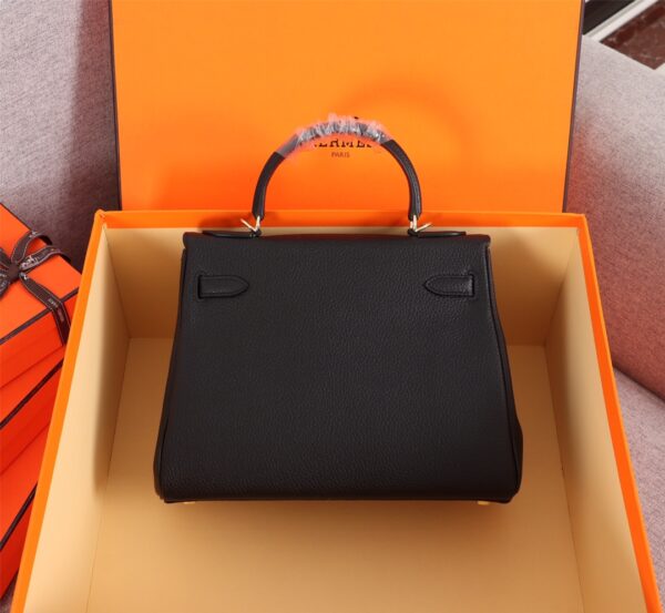 HERMES KELLY BLACK SELLIER ROUGE EPSOM GOLD HARDWARE 25CM - Image 6