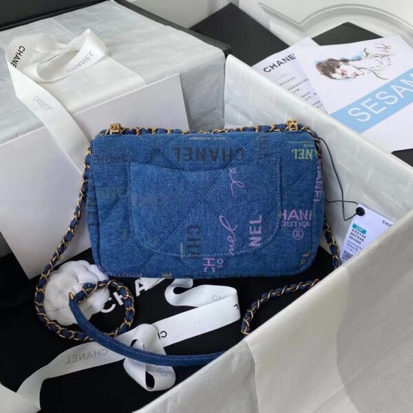 CHANEL SMALL FLAP BAG BLUE & MULTICOLOR AS3134 - Image 10