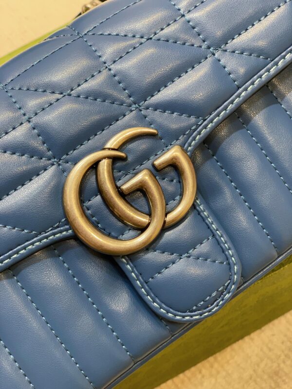 GUCCI GG MARMONT MINI SHOULDER BAG BLUE 23CM  ?443497 UM8AF 4340 - Image 2