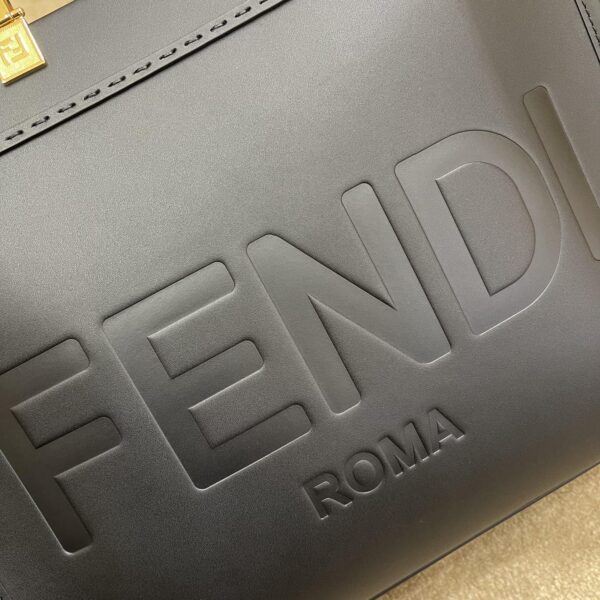 FENDI SUNSHINE MEDIUM BLACK LEATHER SHOPPER 35CM 8BH386ABVLF0KUR - Image 3