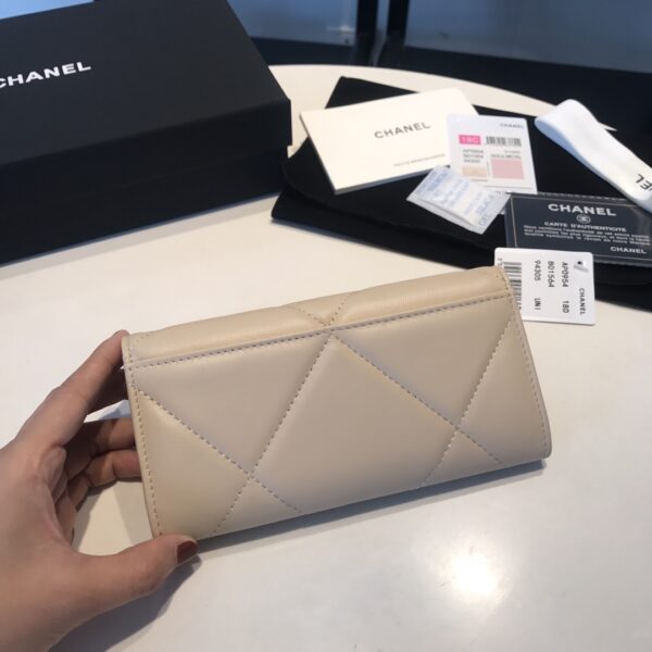 CHANEL 19 LONG FLAP WALLET CREAM AP0955 - Image 7