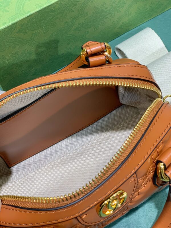 GUCCI GG MATELASSÉ LEATHER MINI BAG LIGHT BROWN 19CM 702251 UM8HG 2595 - Image 8