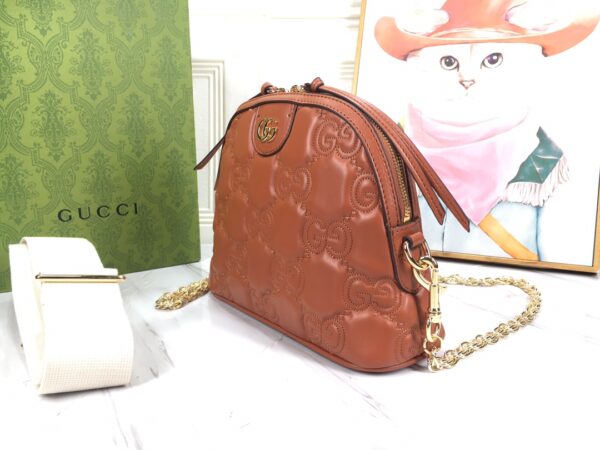 GUCCI GG MATELASSÉ LEATHER SMALL BAG LIGHT BROWN 23CM 702229 UM8HG 2595 - Image 2