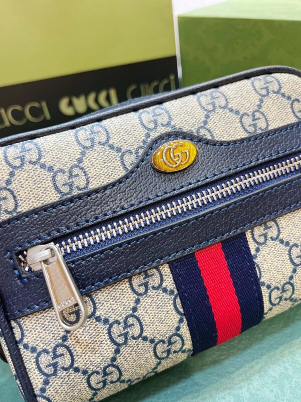 GUCCI OPHIDIA GG MINI BAG BEIGE AND BLUE 17.5CM 517350 96IWN 4076 - Image 2