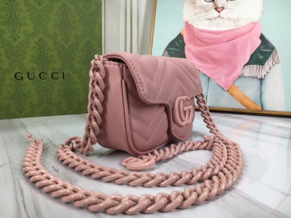 GUCCI WOMEN'S NATURAL GG MARMONT LEATHER BAG LIGHT PINK 16.5CM 699757 UM8KV 5909 - Image 8