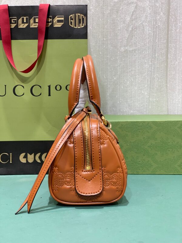 GUCCI GG MATELASSÉ LEATHER MINI BAG LIGHT BROWN 19CM 702251 UM8HG 2595 - Image 7