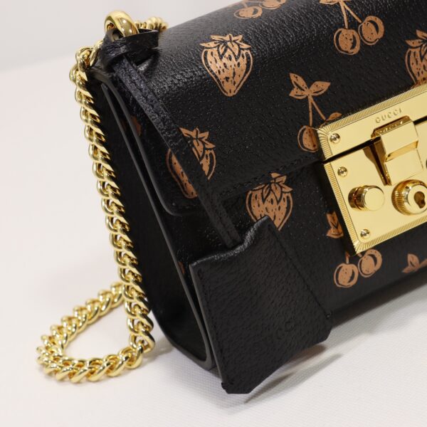 GUCCI PADLOCK SMALL BERRY SHOULDER BLACK LEATHER 20CM 409487 1T5ZG 1170 - Image 2
