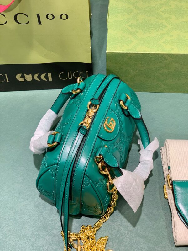GUCCI GG MATELASSÉ LEATHER MINI BAG GREEN 19CM 702251 UM8HG 3389 - Image 6