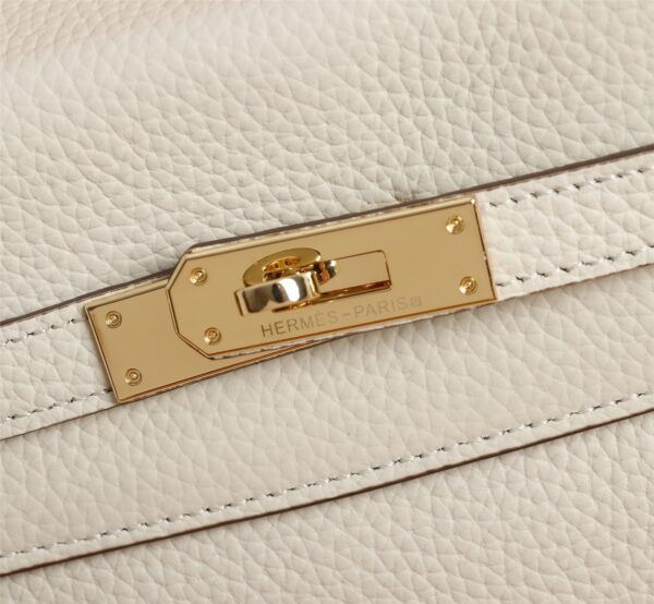 HERMES KELLY WHITE SELLIER ROUGE EPSOM GOLD HARDWARE 25CM - Image 2