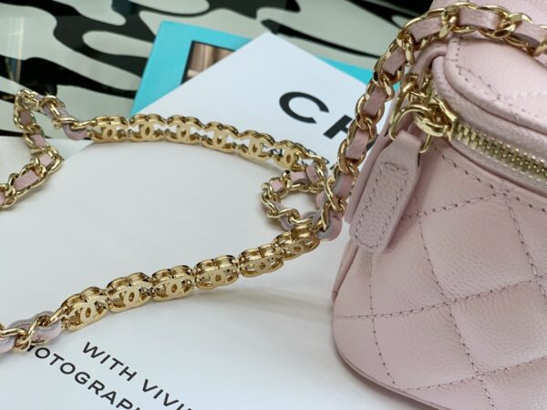 CHANEL MINI VANITY WITH CHAIN GOLD LIGHT PINK 11CM - Image 6