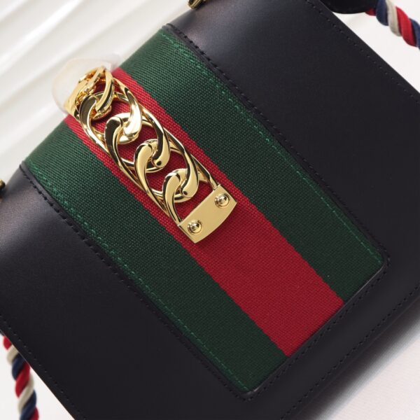GUCCI LADIES SYLVIE LEATHER MINI BAG IN BLACK 20CM 470270 D4ZAG 8015 - Image 3