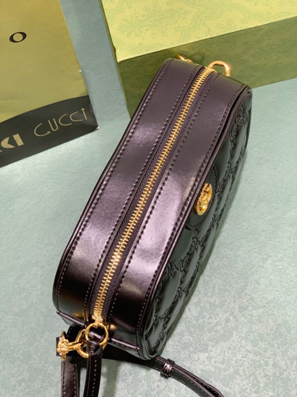 GUCCI GG MATELASSE LEATHER SMALL BAG BLACK 702234 UM8HG 1046 - Image 7