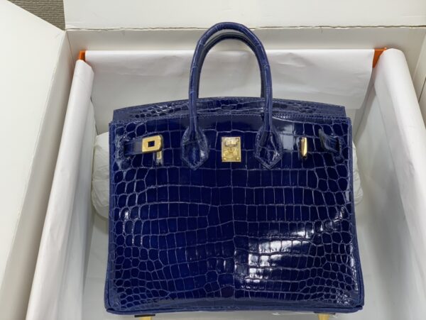 HERMES BIRKIN 30 CROCODILE GOLD-TONED HARDWARE DARK BLUE - Image 6