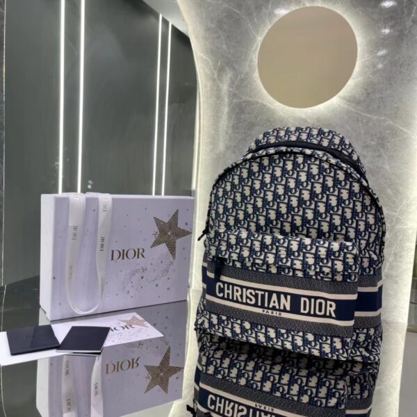 DIOR TRAVEL BACKPACK NAVY BLUE OBLIQUE JACQUARD M6104STZQ 35CM - Image 4