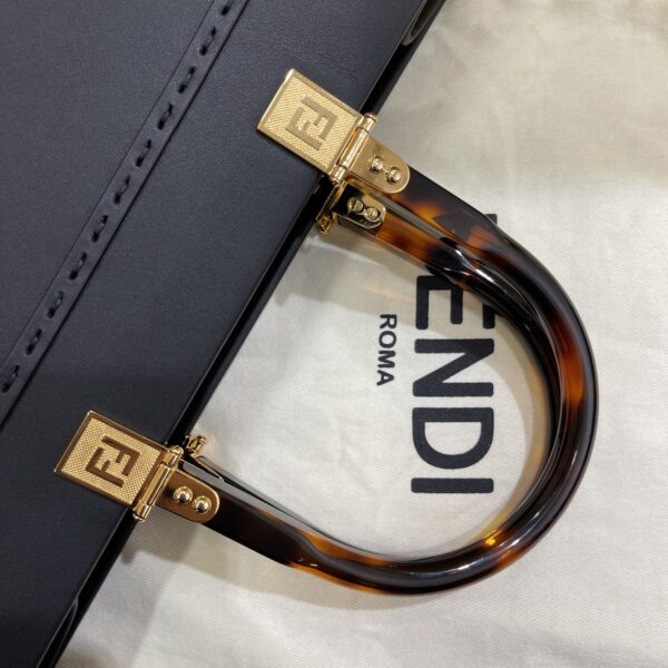 FENDI SUNSHINE MEDIUM BLACK LEATHER SHOPPER 35CM 8BH386ABVLF0KUR - Image 4