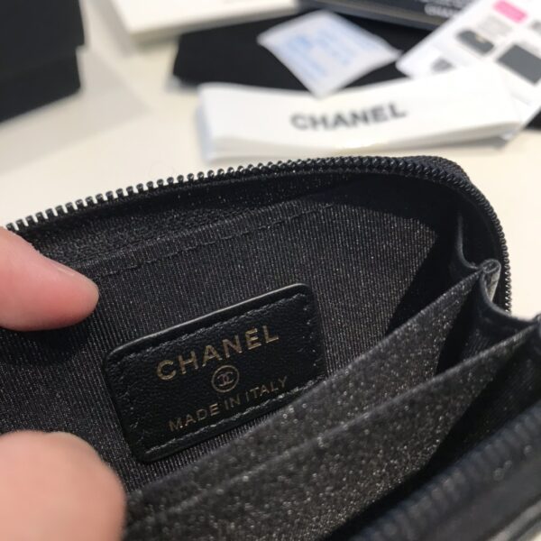 CHANEL BOY ZIPPED COIN BLACK GOLD PURSE A80602 Y07659 94305 - Image 2