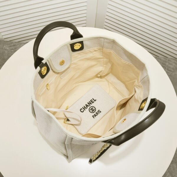 CHANEL DEAUVILLE SHOPPING TOTE BAG GREY 37CM - Image 2