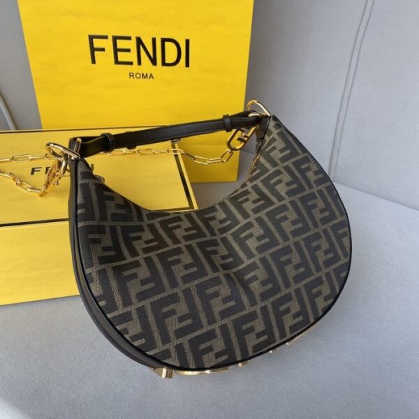 FENDIGRAPHY SMALL VINTAGE GOLD METAL LEATHER BAG 28CM - Image 2