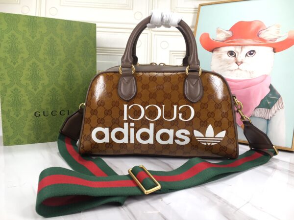 GUCCI x ADIDAS MINI DUFFLE BAG BROWN 31.5CM 702397 UVSFT 7268 - Image 9